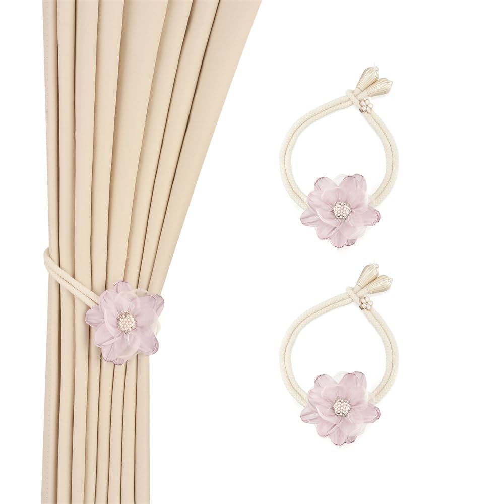 Lotus Flower Curtain Tiebacks Holdbacks Holder, Purple