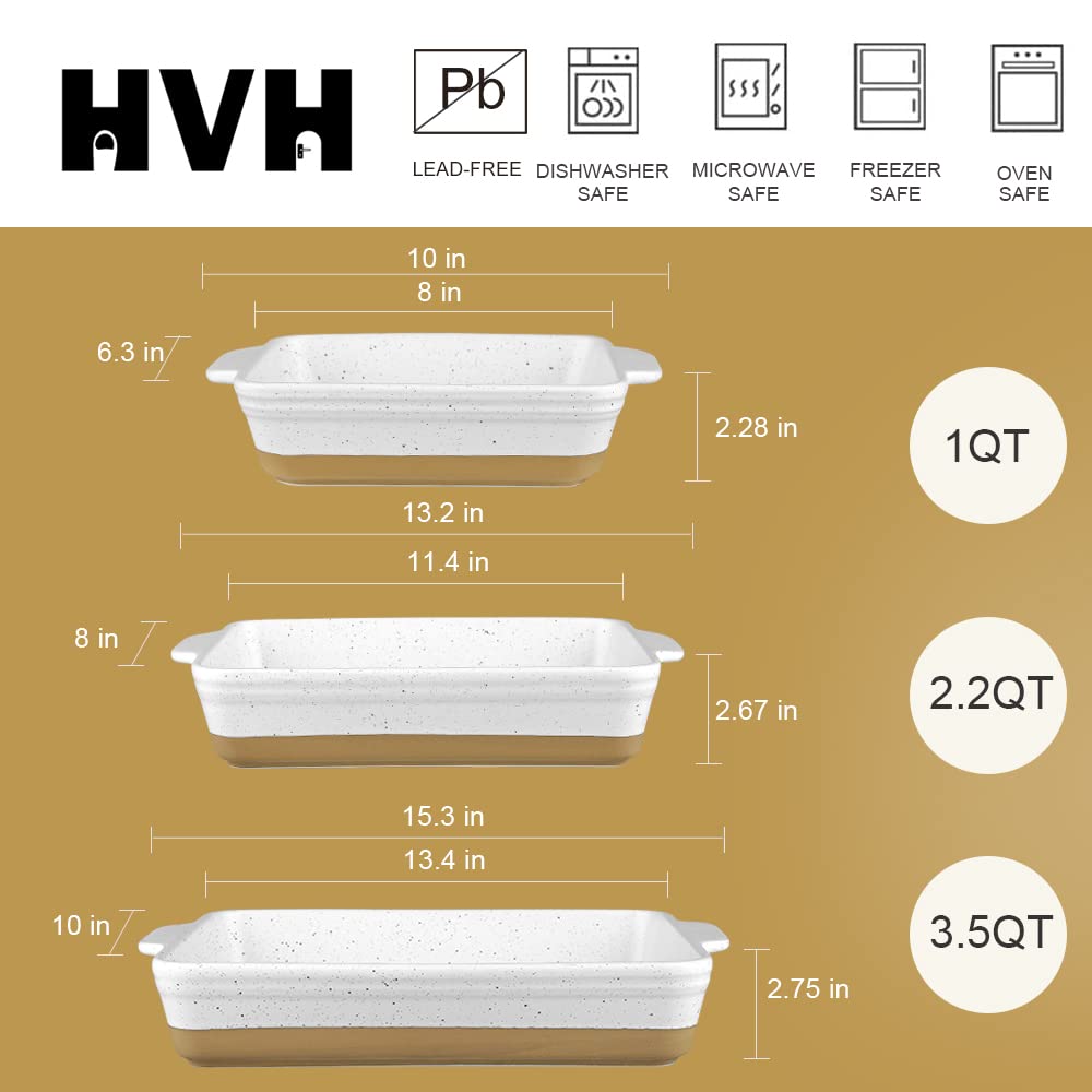 Baking Dish Set, 9x13 Baking Dish, Large Casserole Dish Set, Ceramic Lasagne Pan Deep, Baking Dishes for Casseroles