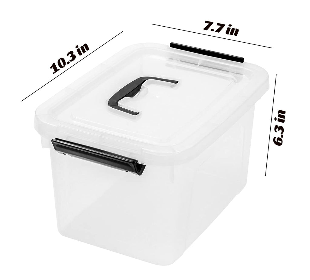 6 Quart Clear Storage Latch Box/Bins, 6-Pack Plastic Container with Latches and Lid