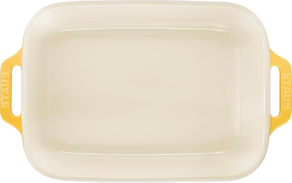 3-Pc Ceramic Dish Set, Oven Safe Up To 570°F, Yellow | Oven-to-Table for Lasagnas, Roasts & Apple Crisp. Dishwasher
