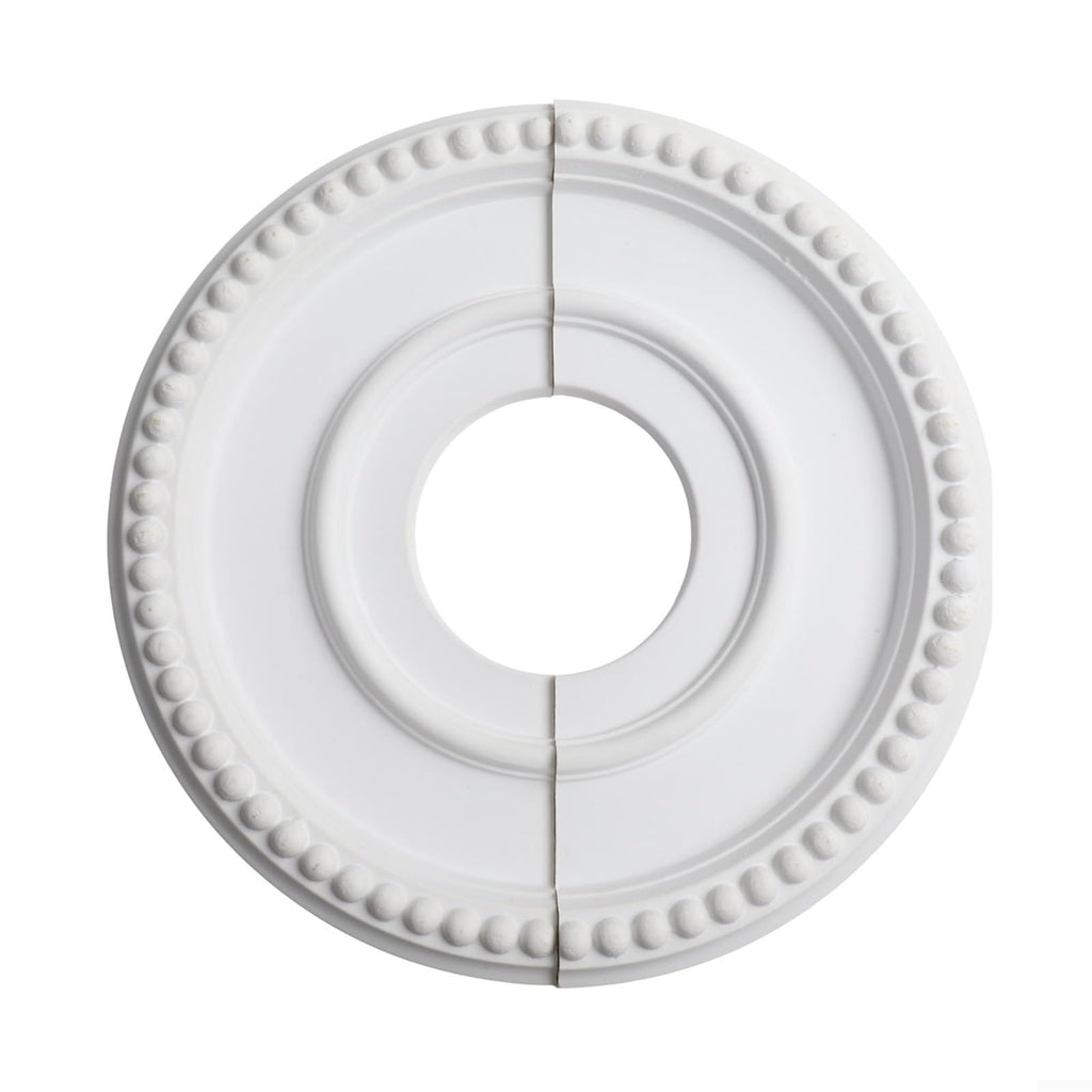 Round Split Ceiling Medallion Decorative, Light Fixture Cover Plate, PU Material White Vintage, Design With 12.4 Inch