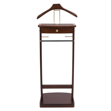 Suit Valet Stand for Men and Women, Wood Suit Stands Butler Clothing Rack, Floor Standing Clothes Valet with Drawer