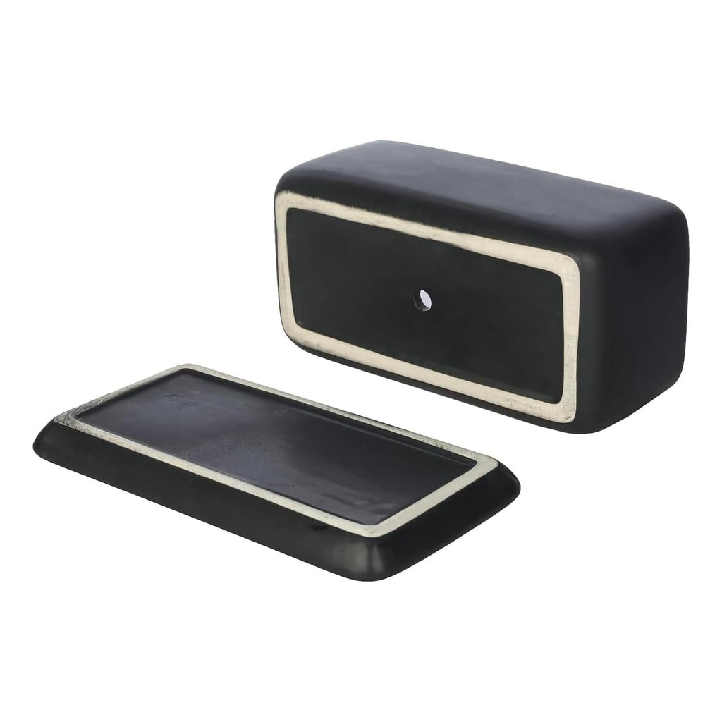 10 Inch Matte Black Ceramic Succulent Planter with Tray