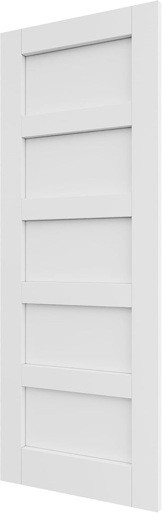 Slab Door Interior, Solid Core Pre-Built Wood Doors 30"x80", 5-Panel White Bedroom Door Shaker, Pantry, Bathroom