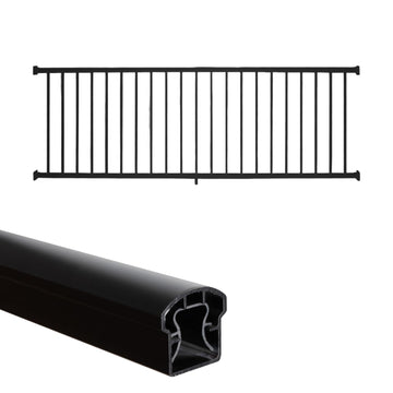 42 in. H x 8 ft. W Stanford Deck Railing Kit - Aluminum Porch & Balcony Railing Kit with Black Powder-Coated Finish