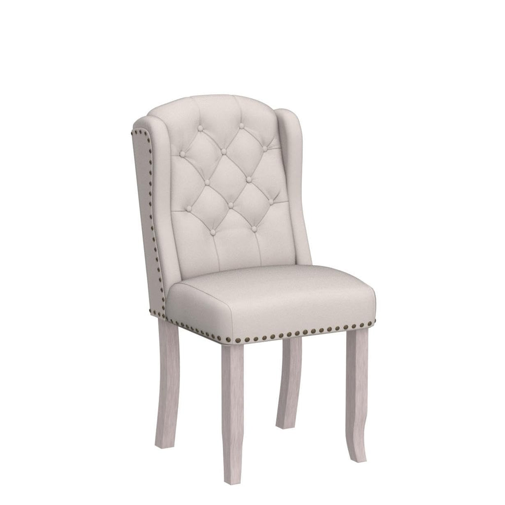 Modern Tufted Dining Chairs Set of 2, Linen Upholstered Dining Room Chairs Armless Guest Side Chair Dining Room