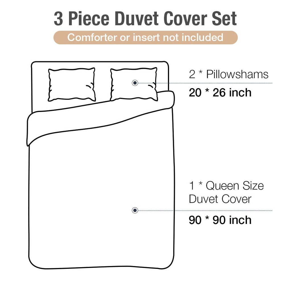 Reversible Boho Duvet Cover Queen Size, Blue and White Geometric