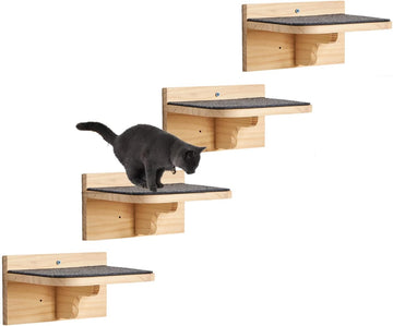 9.8" x 7.1" Solid Wood Wall Mounted Large Cat Step, Cat Wall Furniture, Shelves Stairs Perch