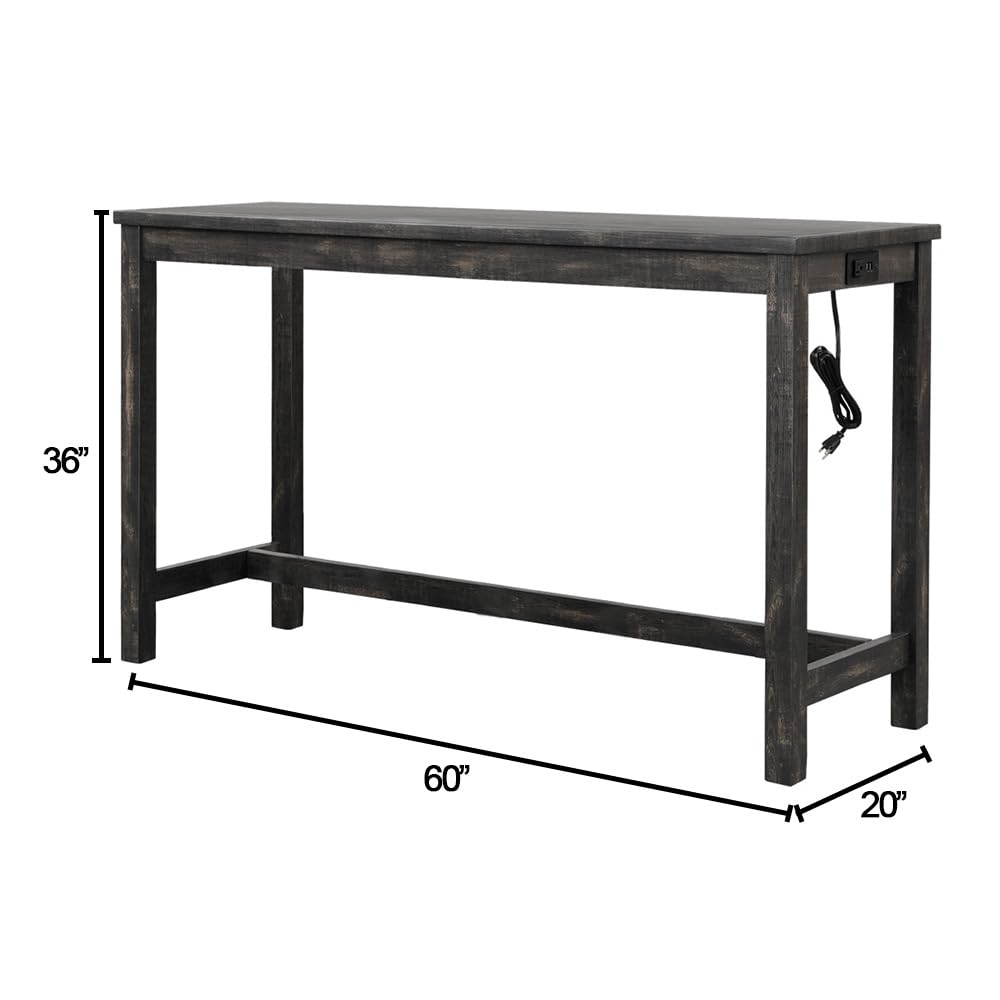 Cooper 60" Bar Height Pub Table, Black Charcoal