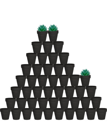 48 Pcs 2" Tiny Terracotta Pots with Drainage, Black Clay Pot