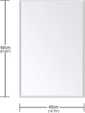 Frameless Bathroom Mirror for Wall, Rectangle Beveled Edge Mirror for Over Sink, Tempered Glass, Shatterproof, Hangs