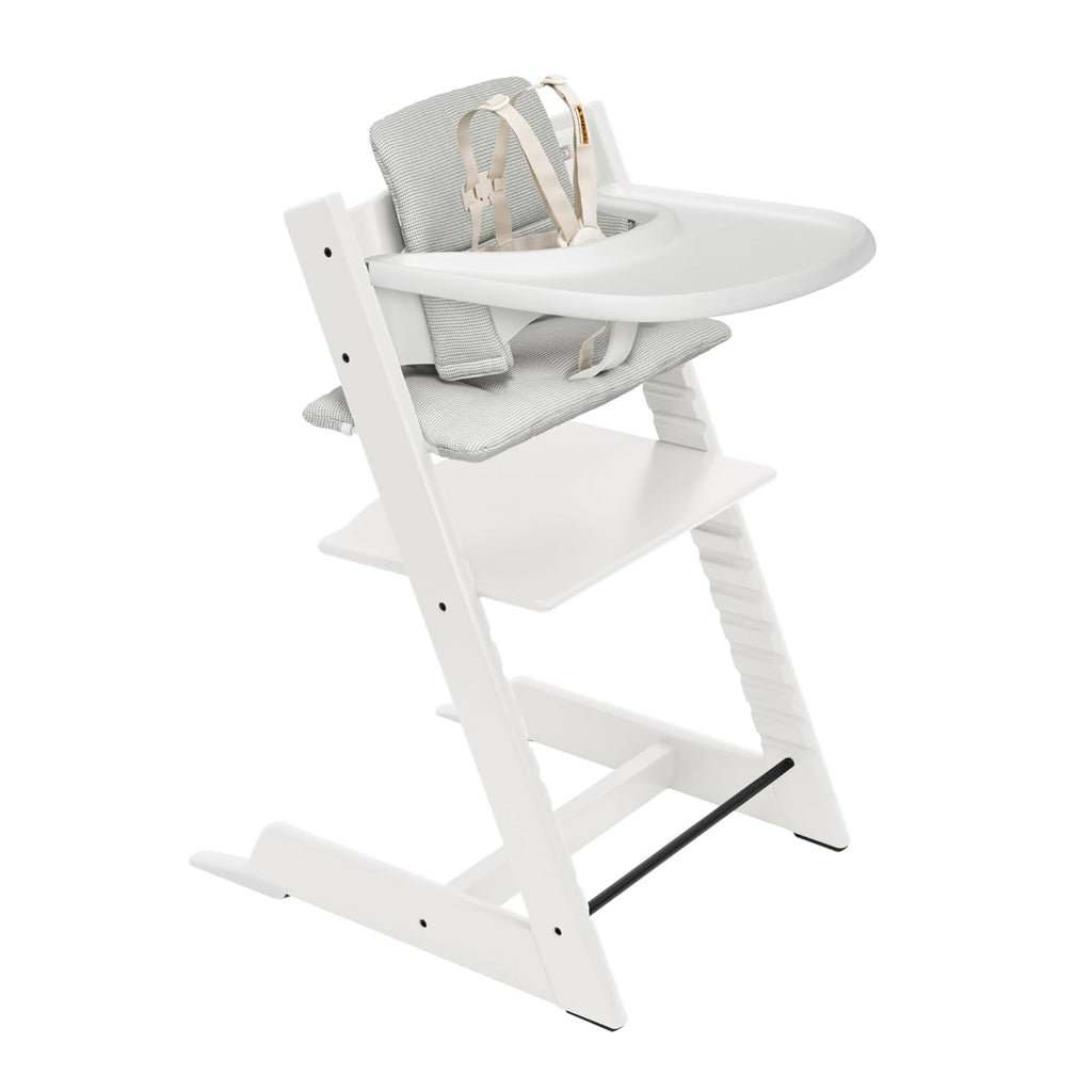 Tripp Trapp High Chair with Tray and Cushion, Black/Nordic Grey