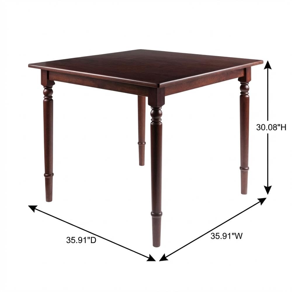 Walnut Small Square Dining Table - Solid Wood Kitchen Table for Compact Spaces - Elegant Square Table s, Kitchens, or