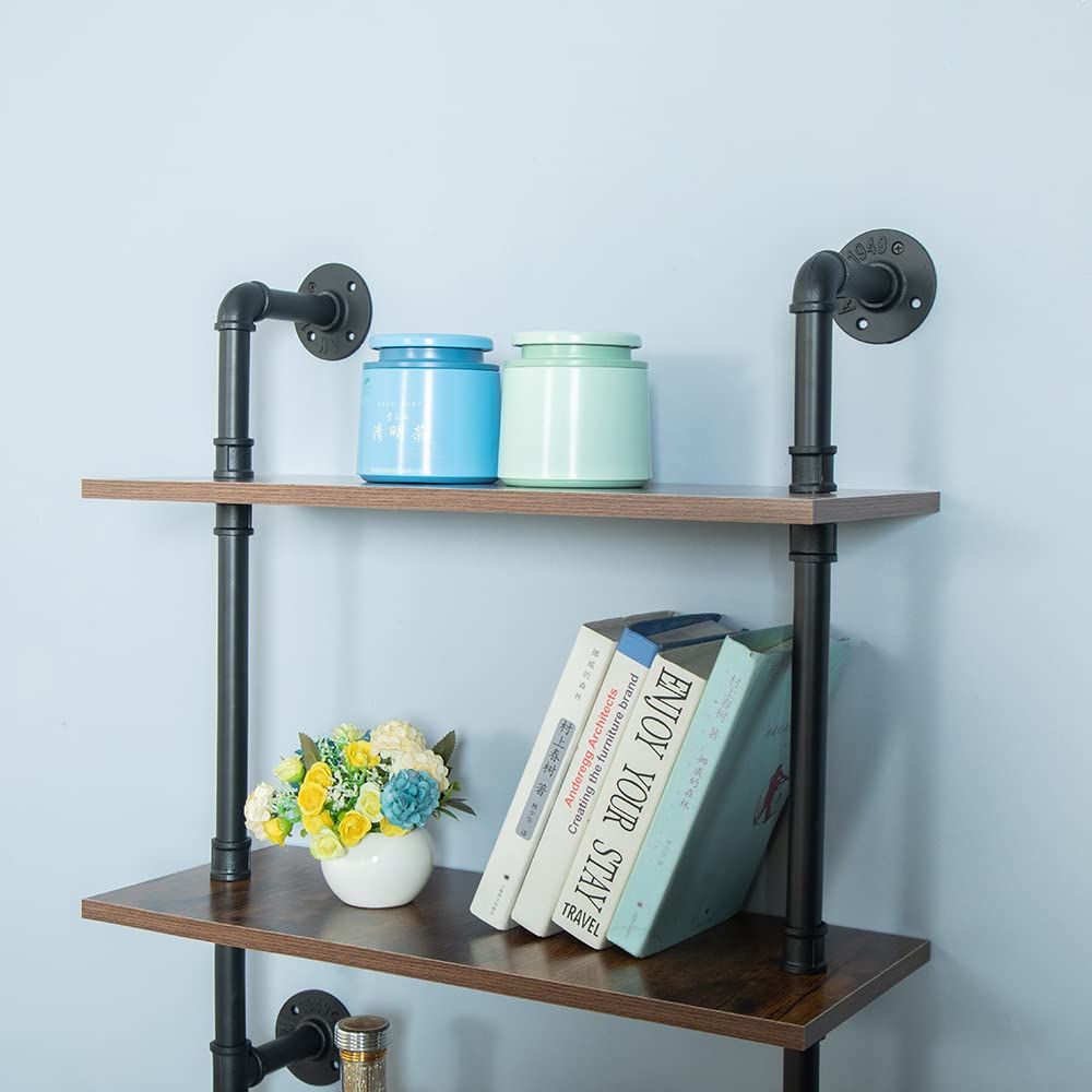 5 Tier 67inch Industrial Pipe Shelving, Shelves Shelf Rustic Tier Black in
