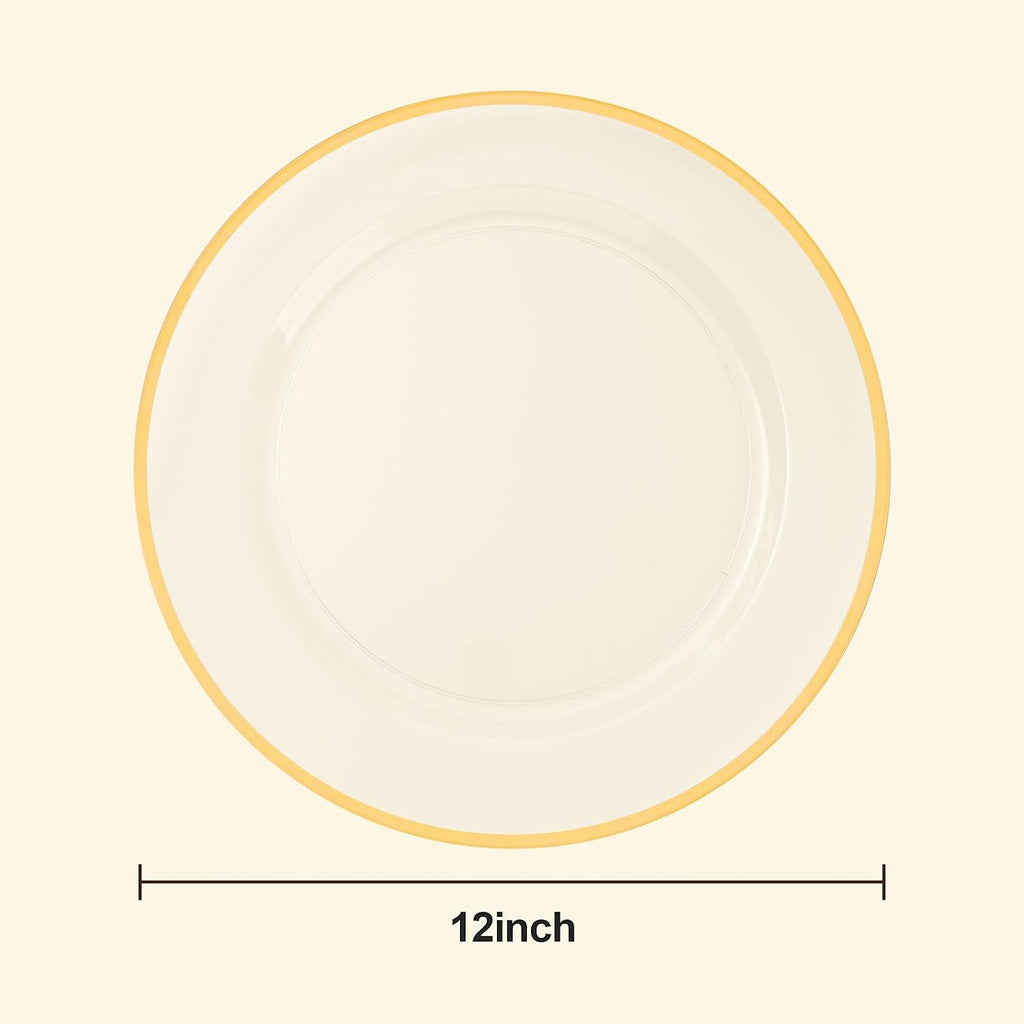 Inch Clear Charger Plates with Gold Rim - Set of 50