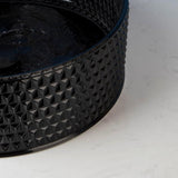 Black Crystal Vessel Sink with Faucet and Drain Set 16 Inch Round Tempered Glass Basin Bowl Diamond Shaped Bathroom