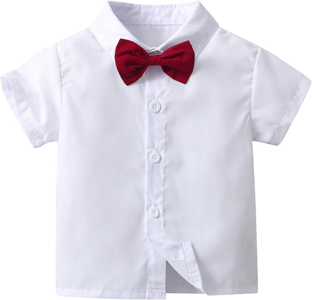 Toddler Baby Boy Summer Clothes Overall Shorts Outfits Short Sleeve Button Down Shirt Overalls Kids Dress Suit