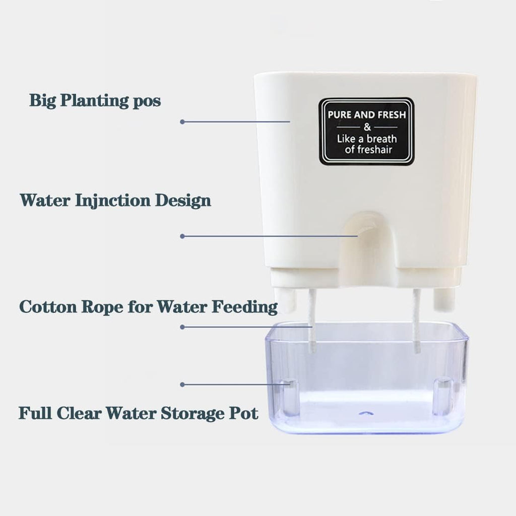 Self Watering Pots for Indoor Plants 4 Pack White Self Watering Planters with Water Reservoir and Cotton Wick System