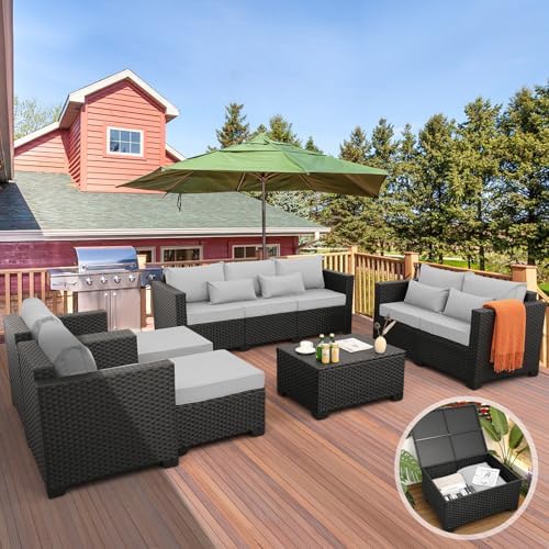 7-Piece Outdoor Patio Furniture Set | Grey for Patio, Garden & Porch
