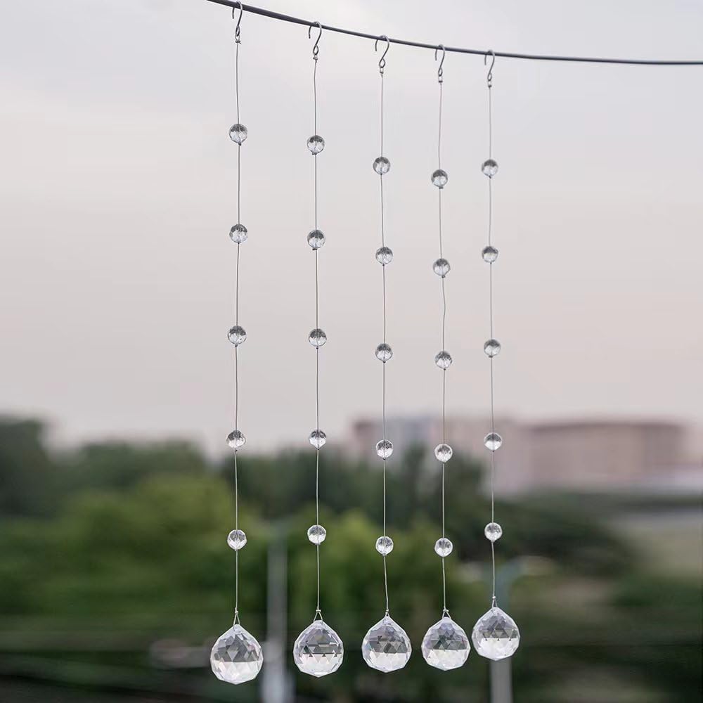 Crystal Beaded Strands Clear Glass Beads Curtain Hanging Wedding Props Decor Curtain Chandelier Door String Hanging