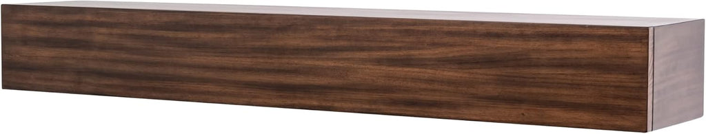 Floating Wood Mantel Shelf with Hidden Storage Compartment - Mocha 60 Inch | Beautiful Wooden Rustic Shelf
