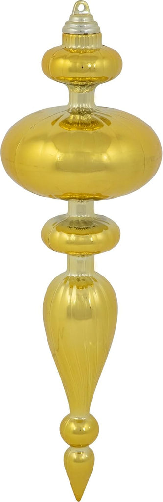 2-Finish Christmas Finial Shatterproof Ornaments Gold -12" 4ct