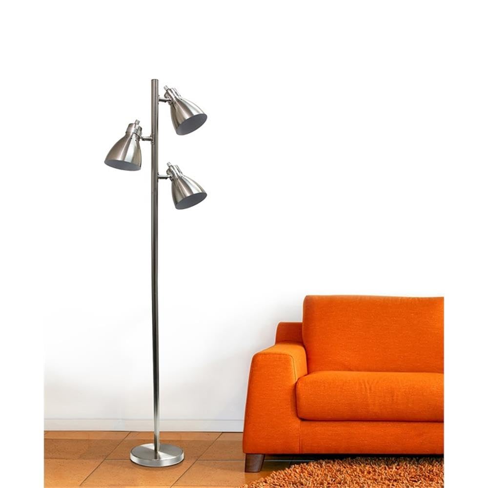 Metal 3 Light Tree Floor Lamp, Brushed Nickel