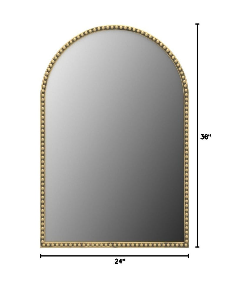 Arched Wall Mirror - 24"x36" Metal Beaded Frame Decorative Accent Mirror, Large Modern Rustic Distressed Hanging Wall