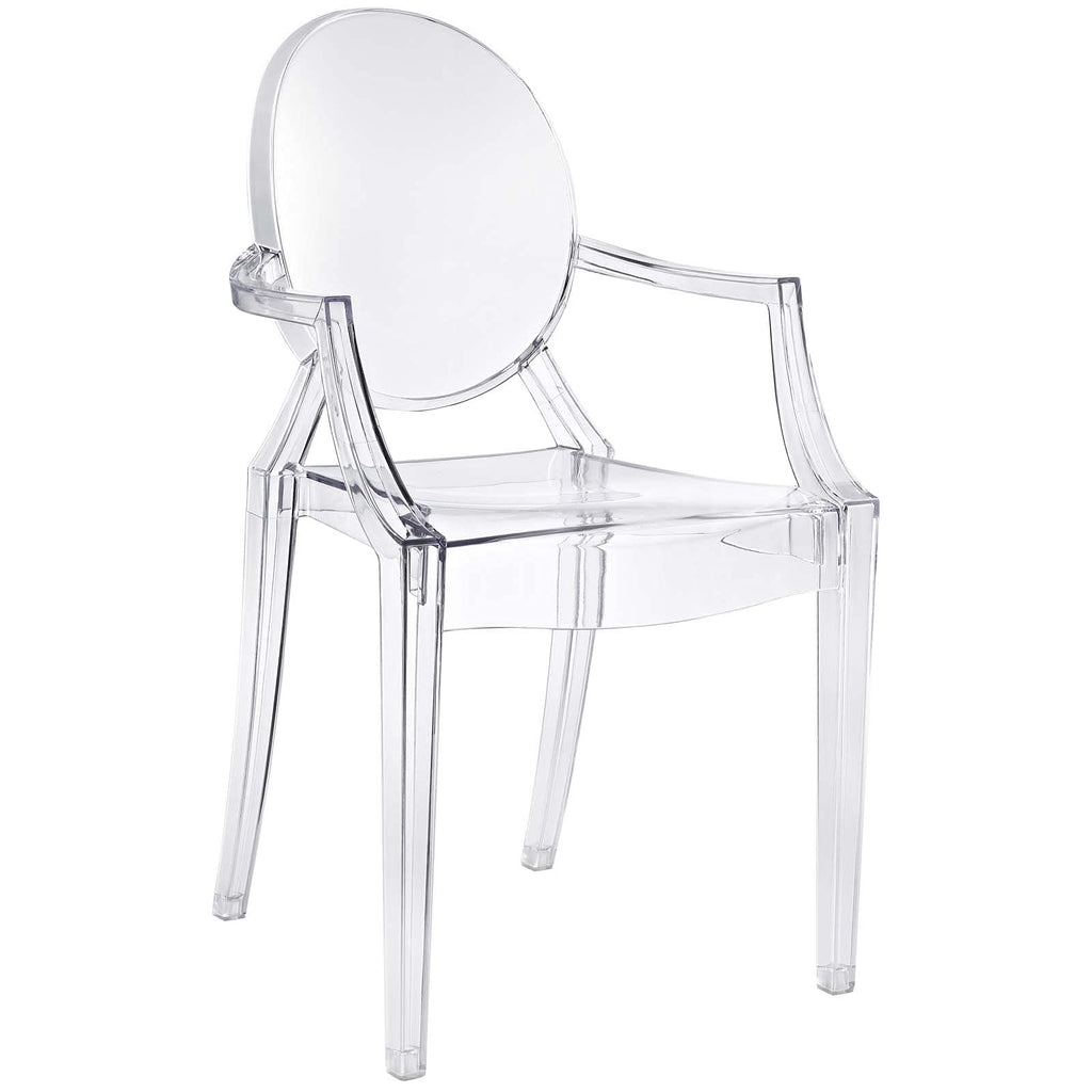 Casper Modern Acrylic Stacking Kitchen and Dining Room Arm Chair in Clear - Fully Assembled