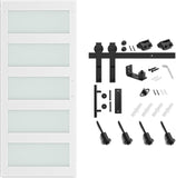 34 x 84 in Glass Barn Door with 6FT Sliding Hardware Kit & Handle, Pre-Drilled Ready to Assemble, Wa
