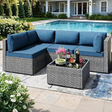 5-Piece Rattan Outdoor Patio Furniture Set - Conversation | All-Weather Resistant for Patio, Garden & Porch