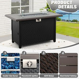 4-Piece Wicker Outdoor Patio Furniture Set - Fire Pit | Dark Grey for Patio, Garden & Porch