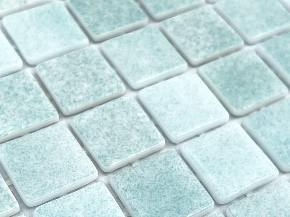 Square 1x1 Blue Recycled Glass Mosaic Floor Wall Pool Tile Backsplash (Exact Size 7/8 Inch) Swimming Pool Tile