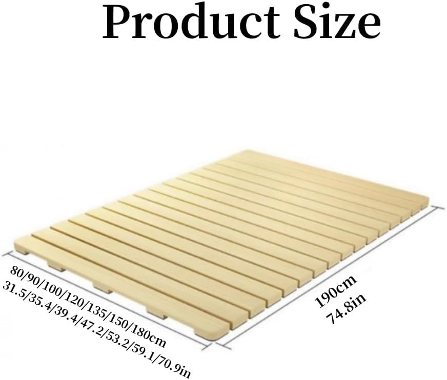 Bed Frame, Horizontal Mattress Support Board, Wood Slatted Low Platform Bed Frame, Wood Roll-Type Slatted Bed, (74.8