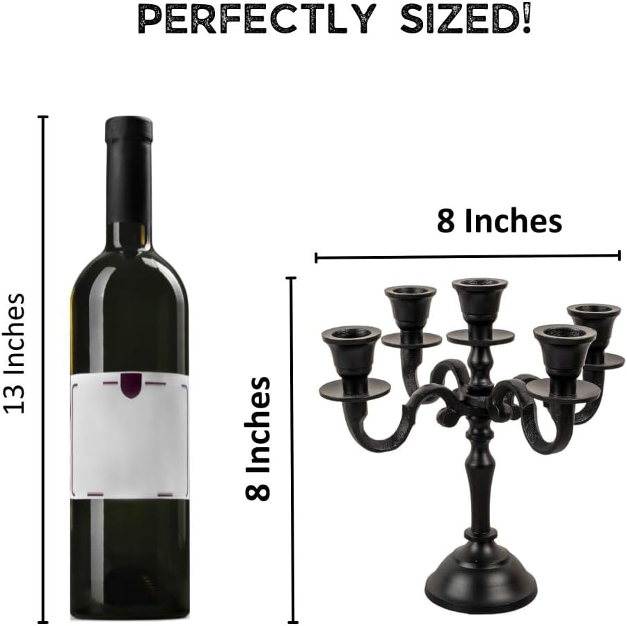 5 Arm Baby Candelabra Black Matte 8 Inch Taper Candle Holders Gothic Decorations Candlesticks Holder Home Decor