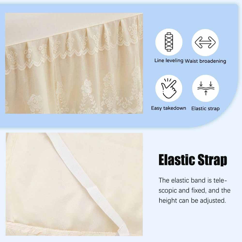 Double Lace Bed Skirt for Bed - 17in. Drop, Easy Fit Ruffle Bedskirt Wrap Around Bed Skirt, Anti Wrinkle & Fade