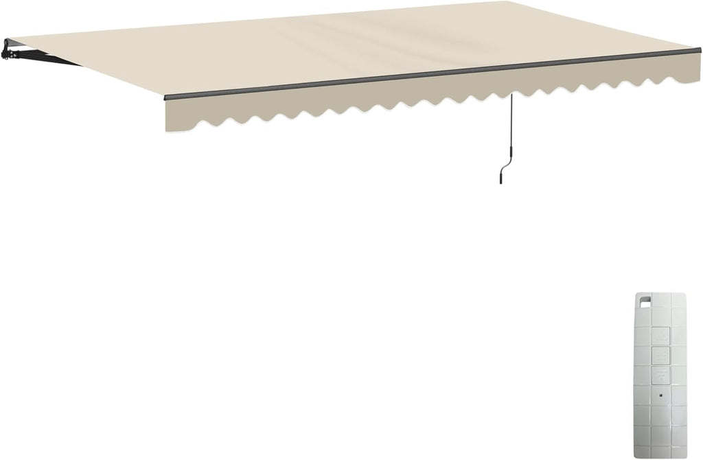 Electric Patio Awning Caribbean Black Frame 20x10 Ivory Cream | Retractable sunshade for decks and balconies