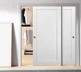 Sliding Closet Door SARTODOORS Quadro 4111 Bypass Interior Doors, no Glass, MDF, 72x80, White, Moder