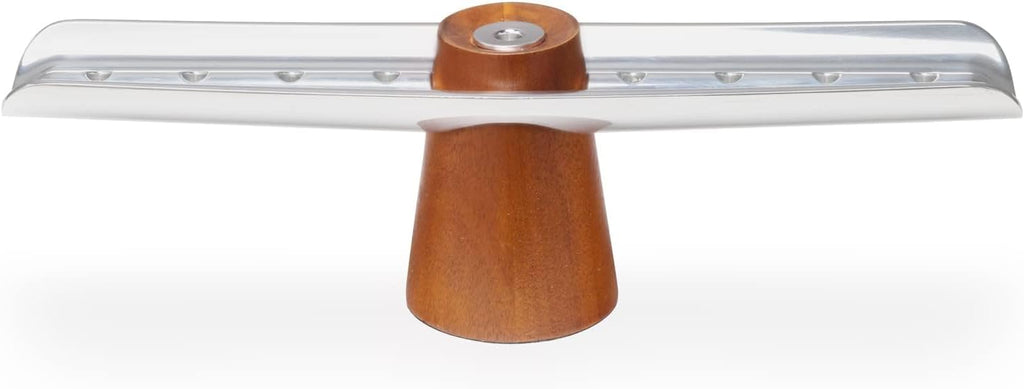 Classic | Hanukkah and Candle Holder | Decorative for Chanukah | Made of Acacia Wood and Silver Plate | 14-Inch