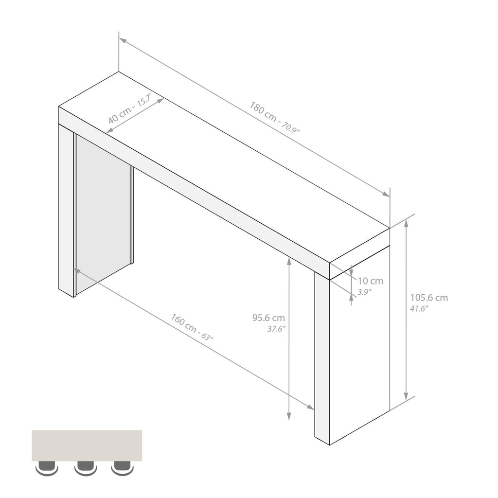 Evolution High Table 70.9 x 15.7 in, Rustic Oak, High Top Table for 3 People, Bar Table, Kitchen Island, Counter