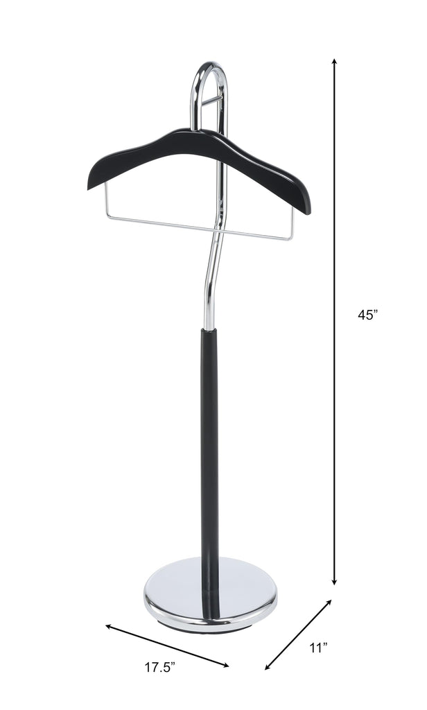 Amber Freestanding Valet Stand Coat Rack Organizer for Men and Women with Hanger, Trouser Bar, Black