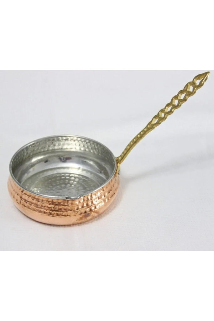 Copper Sauce Pan - Frying Pan - Saucepan with Brass Handle, 4.3 in Diameter, Tin-Lined Interior, Oven Safe