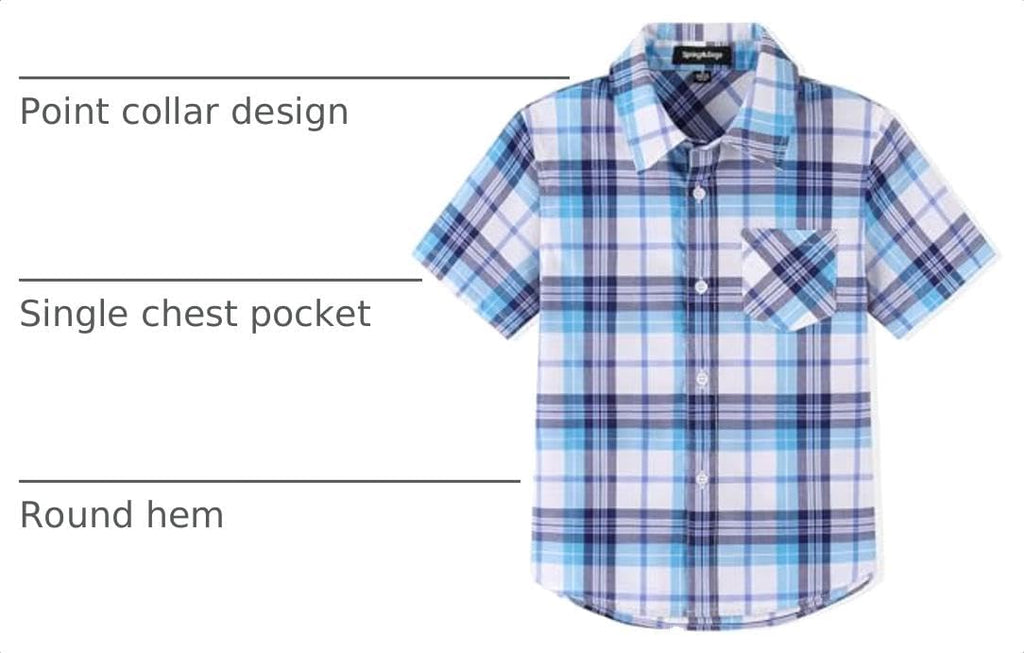 Boys' Short Sleeve Button Down Shirts Casual Woven Plaid