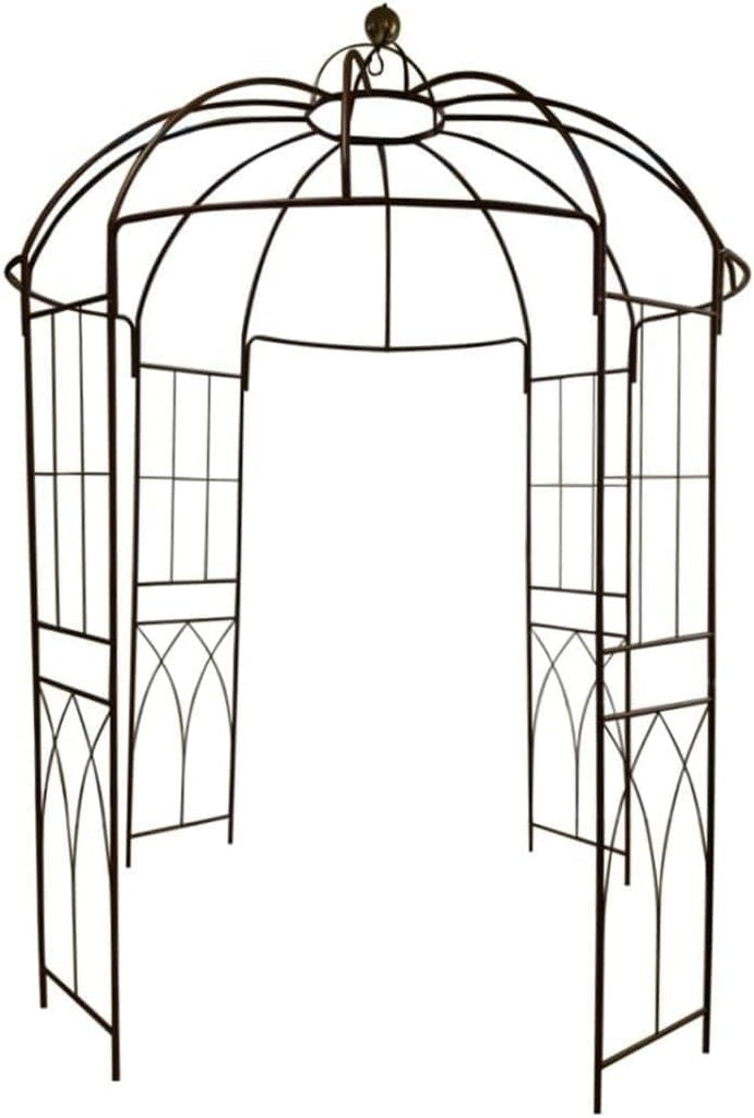 French Style Birdcage Shape Heavy Duty Gazebo,9'Highx 6‘6"Wide,Pergola Pavilion Arch Arbor Arbour Plants Stand Rack for Wedding Outdoor Garden Lawn Backyard Patio,Climbing Vines,Roses,Dark Rust