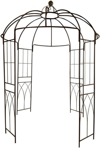 French Style Birdcage Shape Heavy Duty Gazebo,9'Highx 6‘6"Wide,Pergola Pavilion Arch Arbor Arbour Plants Stand Rack for Wedding Outdoor Garden Lawn Backyard Patio,Climbing Vines,Roses,Dark Rust