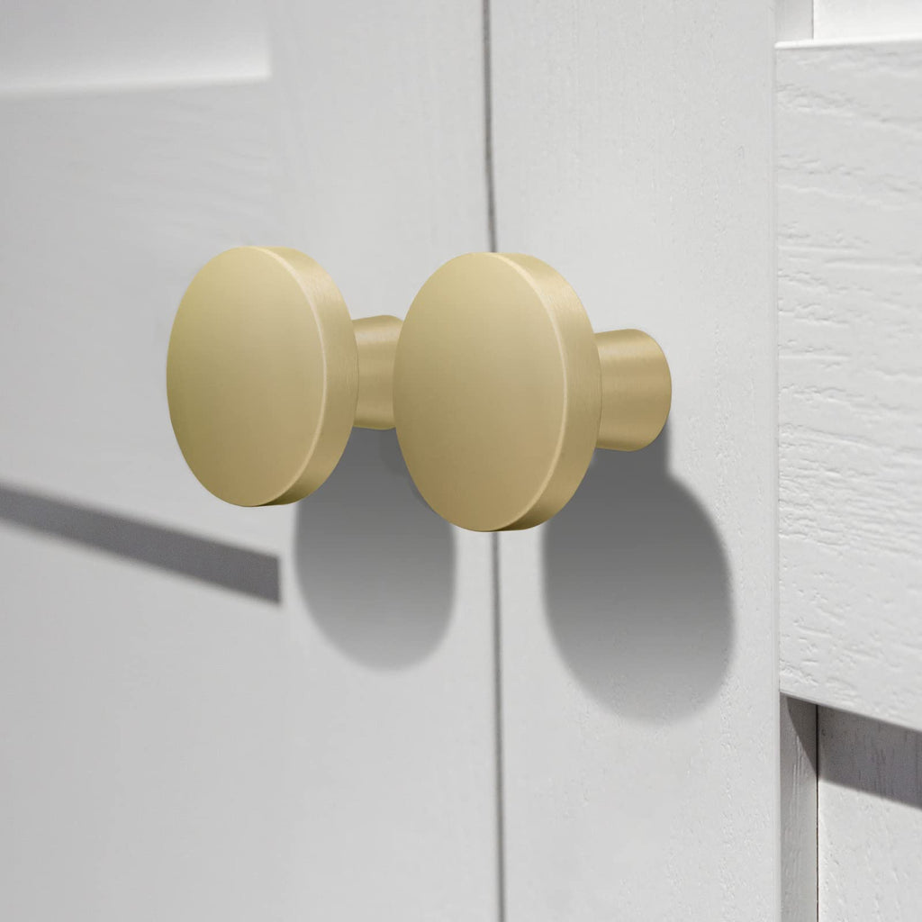 15 Pack Gold Cabinet Knobs Round Brass Kitchen Handles, Mushroom