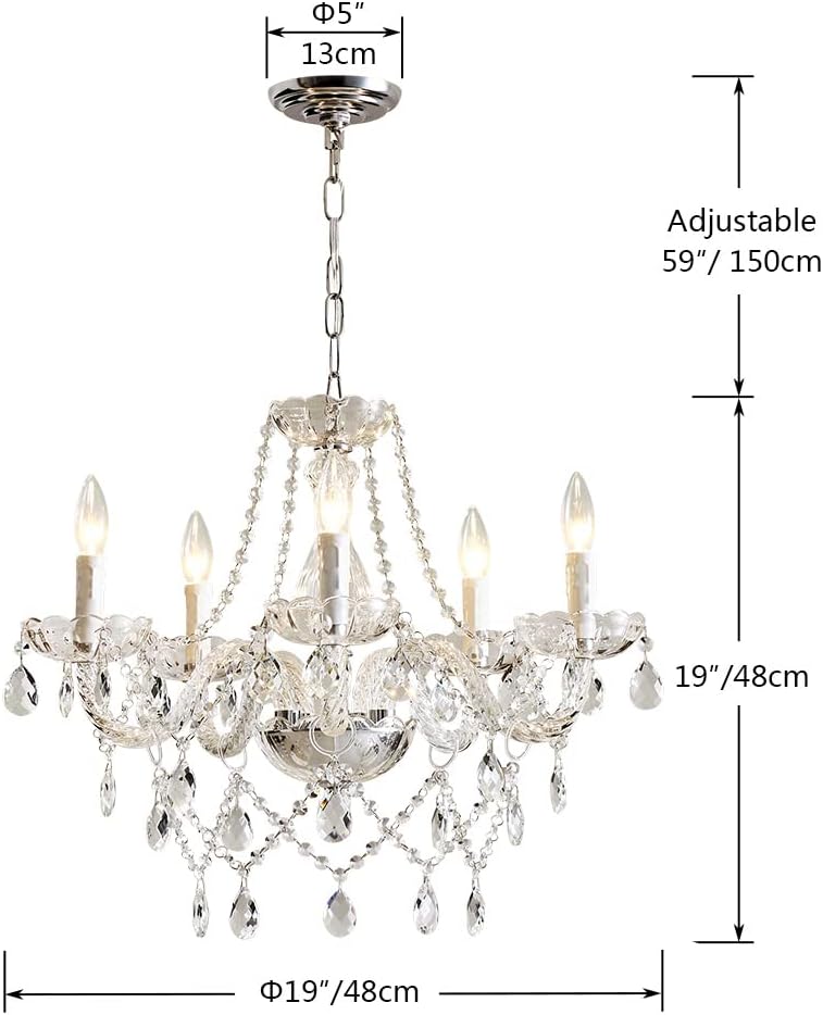 5 Light Modern Contemporary Elegant K9 Crystal Glass Chandelier Pendant Ceiling Lighting Fixture A100-B00YSMM5PO