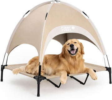 Outdoor Elevated Dog Bed with Canopy Large Sized Dog, 48" Khaki
