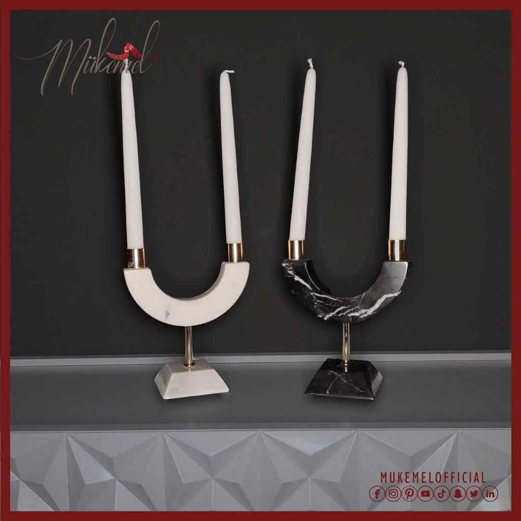 Bended candelabra (7.50 inch, Full set, Home Décor, Luxury candle holder,Handmade Marble Decoration, Natural Marble)