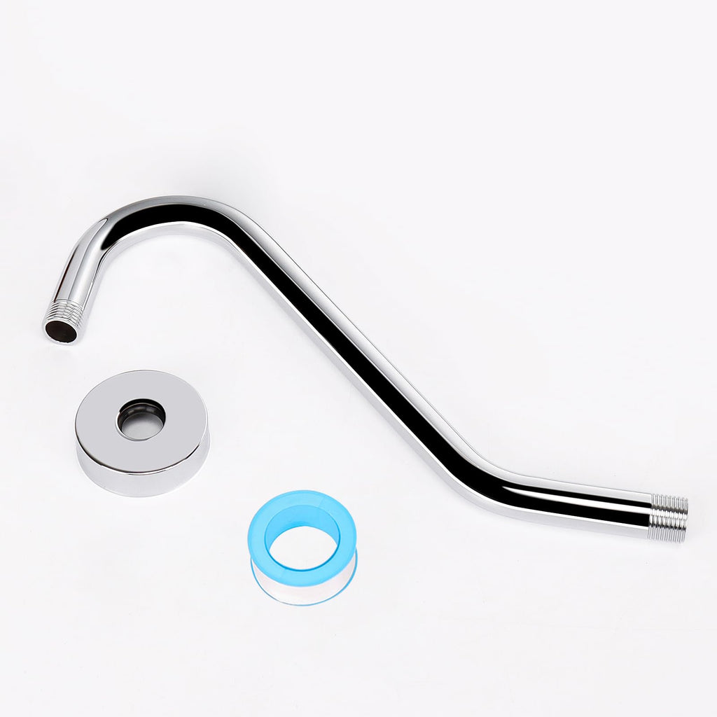 J Shaped Shower Extension Arm, Stainless Steel Shower Head Height Extender with Flange, Riser Pipe Design for Cozy